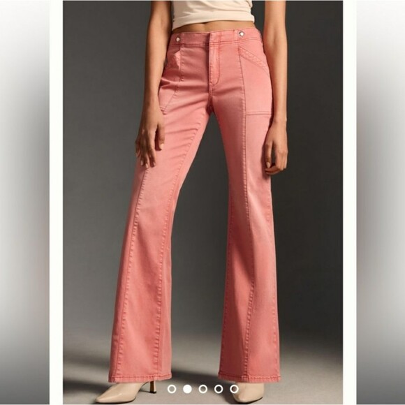 Pilcro Low Rise Utility Demilune Boot Cut Stretchy Pants Rose Women's Size 34 - Picture 4 of 14